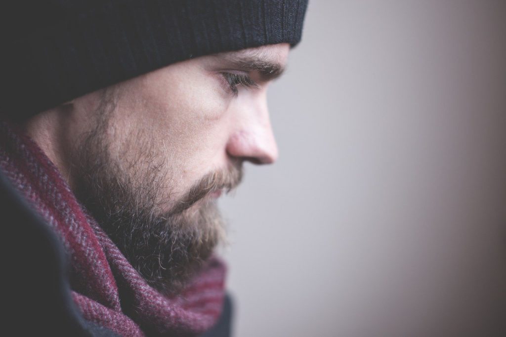 adult, beard, face
